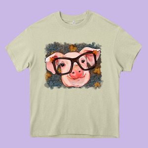 Fall Autumn Pig Heavy Core Tee Designed By Ranaportraitstore