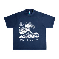 Navy the great wave off kanagawa Urban Heavy Tee - artisFamous