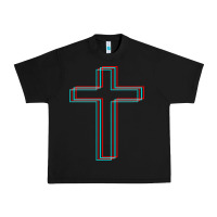 Black A Neon Christian Cross Urban Heavy Tee - artisFamous