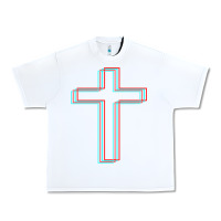 White A Neon Christian Cross Urban Heavy Tee - artisFamous