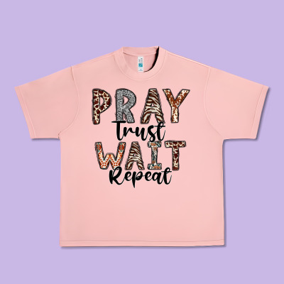 Pray Trust Wait Repeat Urban Heavy Tee Designed By Cowhidedigitalart