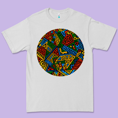 African Fabric Pattern Round Earrings 3 Premium Tee Designed By Bundleandbundleshop