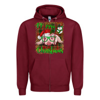 Burgundy merry christmas baby pig Zipper Hoodie - RanaPortraitStore