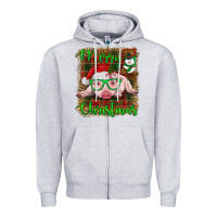 Heather Grey merry christmas baby pig Zipper Hoodie - RanaPortraitStore