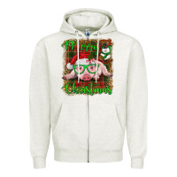 Oatmeal Heather merry christmas baby pig Zipper Hoodie - RanaPortraitStore