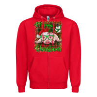 Red merry christmas baby pig Zipper Hoodie - RanaPortraitStore