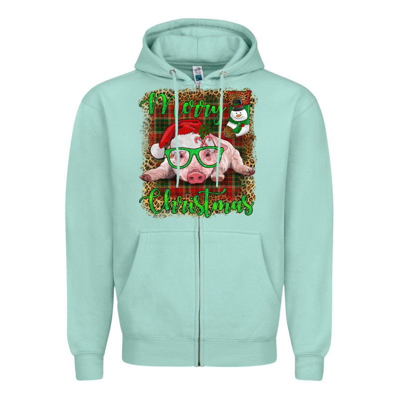 Merry Christmas Baby Pig Zipper Hoodie by RanaPortraitStore | Teevron