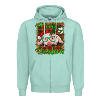 Seafoam merry christmas baby pig Zipper Hoodie - RanaPortraitStore