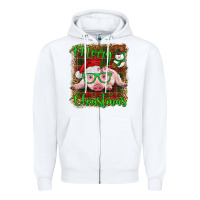 White merry christmas baby pig Zipper Hoodie - RanaPortraitStore