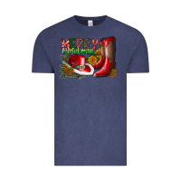 Vintage Denim cowboy merry christmas Vintage Tee - CowhideDigitalArt