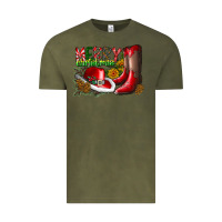 Vintage Olive cowboy merry christmas Vintage Tee - CowhideDigitalArt