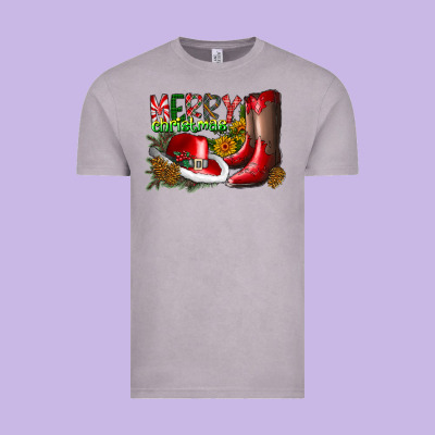 Cowboy Merry Christmas Vintage Tee Designed By Cowhidedigitalart