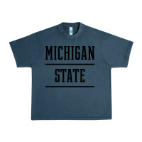 Midnight Navy Michigan MI State vintage Athletic Style Urban Heavy Tee - artisFamous