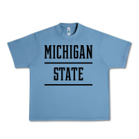 Pebble Blue Michigan MI State vintage Athletic Style Urban Heavy Tee - artisFamous