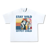 White stay wild gypsy child letter rainbow Urban Heavy Tee - artisFamous
