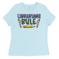Baby Blue librarians rule Ladies Tee - CowhideDigitalArt