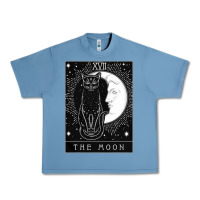 Pebble Blue tarot card crescent moon and cat graphic Urban Heavy Tee - artisFamous