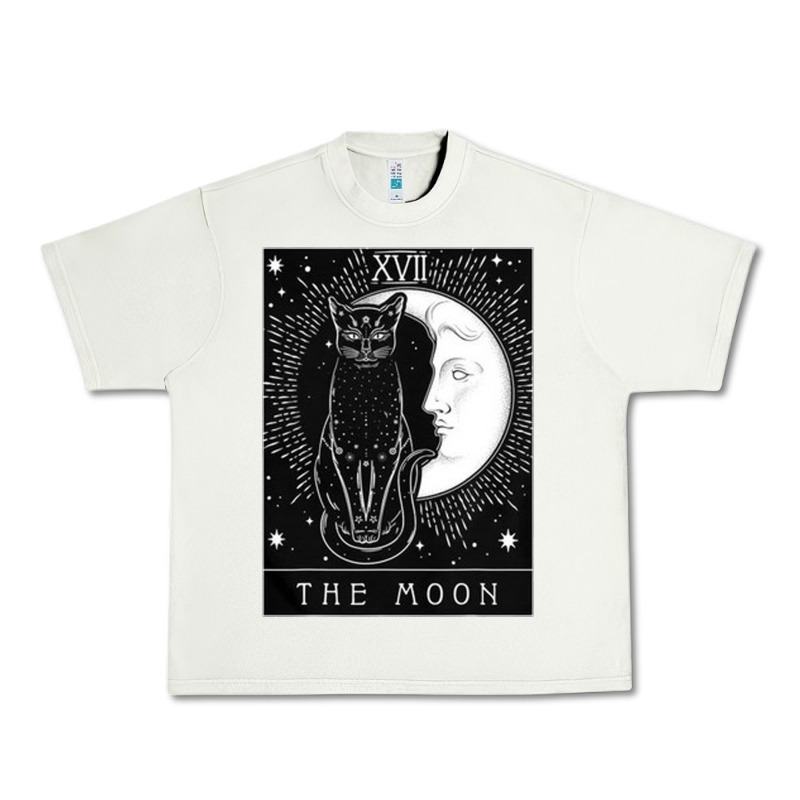 Tarot Card Crescent Moon And Cat Graphic Urban Heavy Tee by artisFamous | Teevron