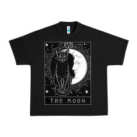 Black tarot card crescent moon and cat graphic Urban Heavy Tee - artisFamous