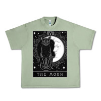 Oil Green tarot card crescent moon and cat graphic Urban Heavy Tee - artisFamous