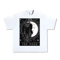 Tarot Card Crescent Moon And Cat Graphic Urban Heavy Tee | Teevron