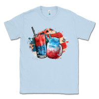 Dusty Blue Red white and blue slushy cocktail Classic Tee - FaDigitalArtStudio