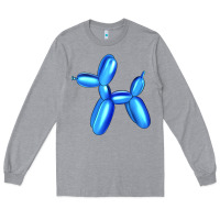 Heather Grey Blue Dog Balloon Long Sleeve Tee - Artiststas