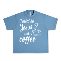 Pebble Blue Fueled by jesus and coffee Urban Heavy Tee - artisFamous