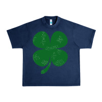 Navy distressed green four leaf clover Urban Heavy Tee - artisFamous