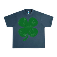 Midnight Navy distressed green four leaf clover Urban Heavy Tee - artisFamous