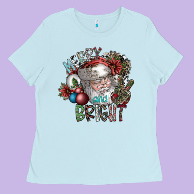 Merry And Bright Ladies Tee Designed By Sublimationcraftshop
