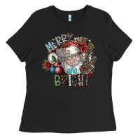 Black merry and bright Ladies Tee - SublimationCraftShop