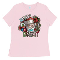 Bubblegum Pink merry and bright Ladies Tee - SublimationCraftShop