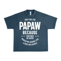 Midnight Navy Mens They Call Me Papaw Because Partner In Crime - Dad & Grandpa Birth Urban Heavy Tee - artisFamous