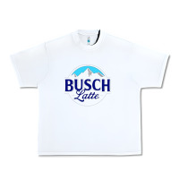 White Vintage Busch Light Busch Latte Urban Heavy Tee - artisFamous