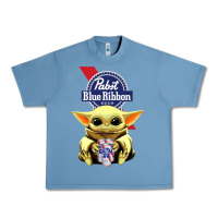 Pebble Blue Baby Yoda Hugs Pabst Blue Ribbon Beer Urban Heavy Tee - artisFamous