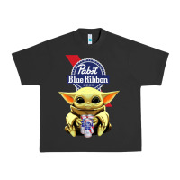 Pigment Black Baby Yoda Hugs Pabst Blue Ribbon Beer Urban Heavy Tee - artisFamous