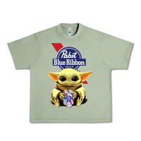Oil Green Baby Yoda Hugs Pabst Blue Ribbon Beer Urban Heavy Tee - artisFamous