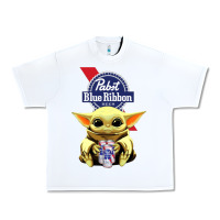 White Baby Yoda Hugs Pabst Blue Ribbon Beer Urban Heavy Tee - artisFamous