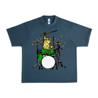 Midnight Navy drummer cat music lover musician playing the drums Urban Heavy Tee - artisFamous