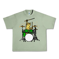 Oil Green drummer cat music lover musician playing the drums Urban Heavy Tee - artisFamous