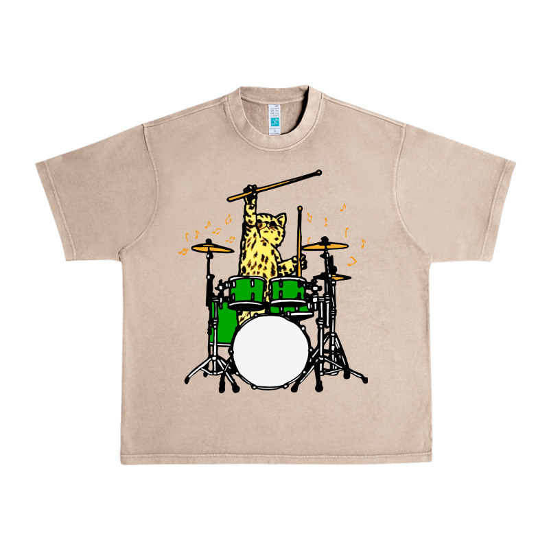 Drummer Cat Music Lover Musician Playing The Drums Urban Heavy Tee by artisFamous | Teevron