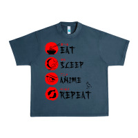 Midnight Navy eat sleep anime repeat japanese Urban Heavy Tee - artisFamous