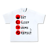 White eat sleep anime repeat japanese Urban Heavy Tee - artisFamous
