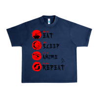 Navy eat sleep anime repeat japanese Urban Heavy Tee - artisFamous