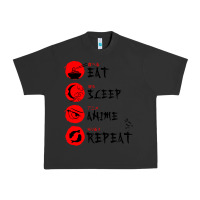 Pigment Black eat sleep anime repeat japanese Urban Heavy Tee - artisFamous