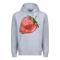 Heather Grey strawberry Premium Hoodie - BarkalooDesign