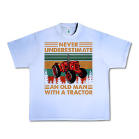 Grape Ice never underestimate an old man with a tractor retro vintage Urban Heavy Tee - artisFamous