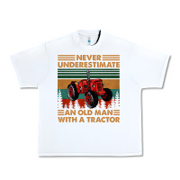 White never underestimate an old man with a tractor retro vintage Urban Heavy Tee - artisFamous