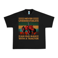 Black never underestimate an old man with a tractor retro vintage Urban Heavy Tee - artisFamous